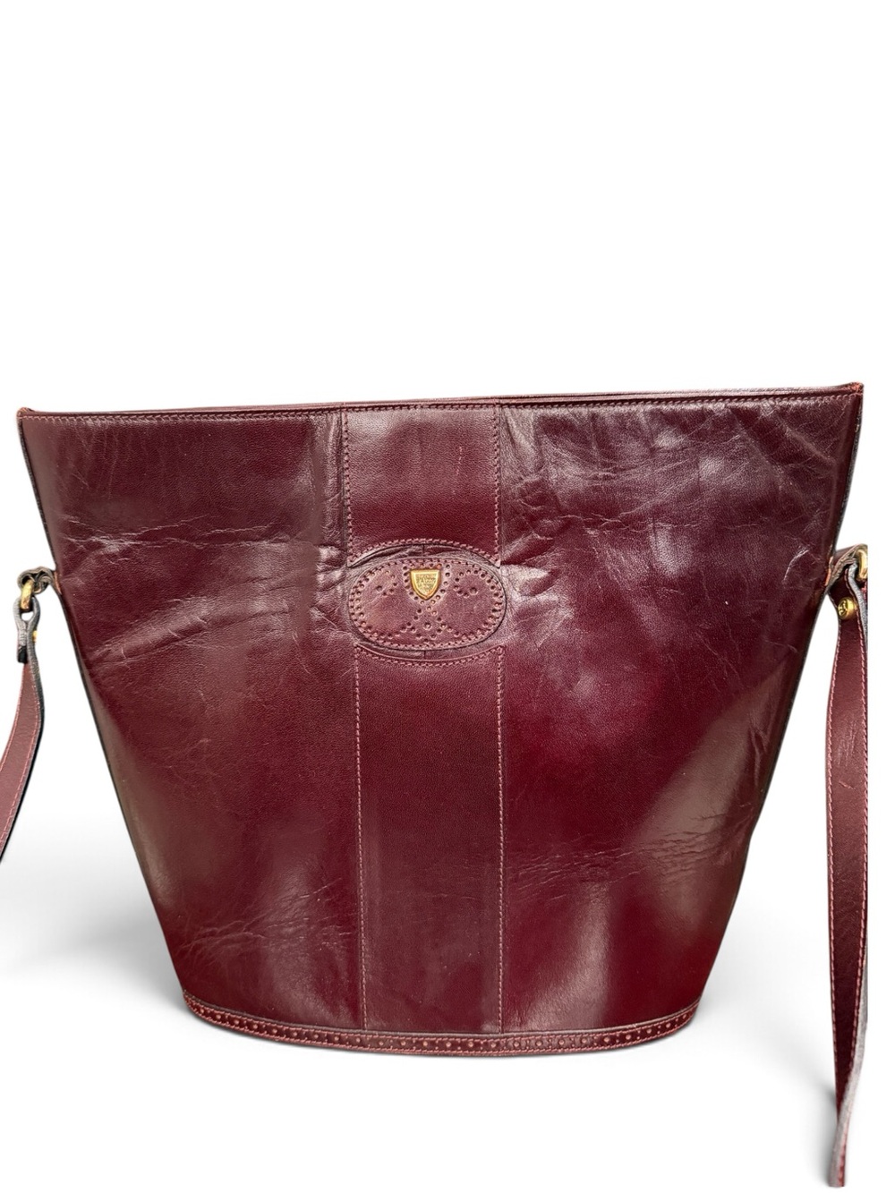 Vintage Bally Oxblood Burgundy Leather Bucket Crossbody Bag Made in Italy